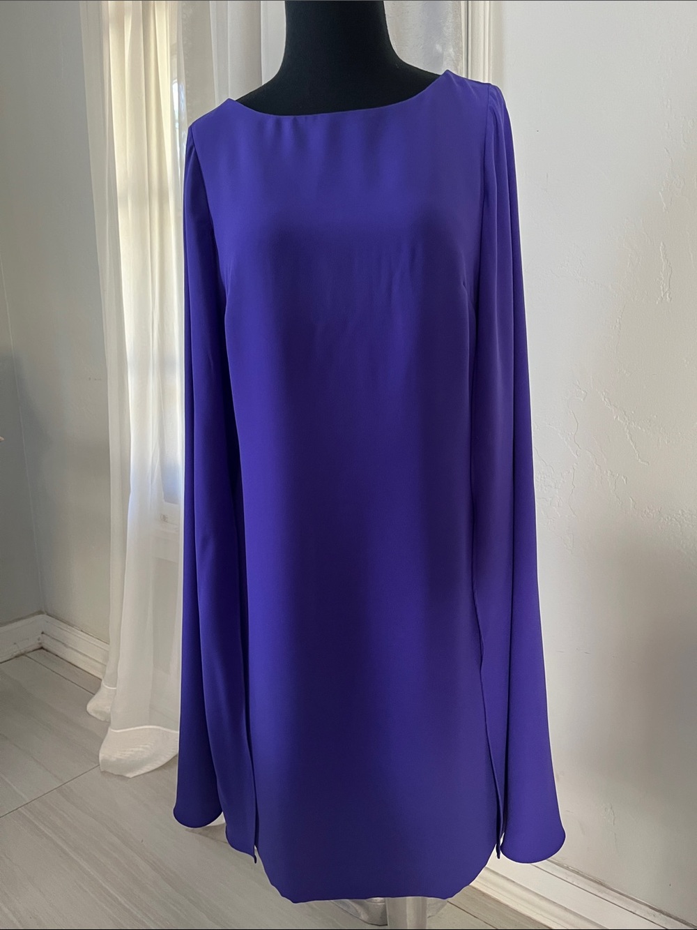 Lauren Ralph Lauren Vibrant Purple Long-Sleeve Boatneck Shift Dress